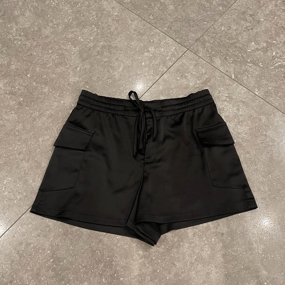 Zara black silk shorts